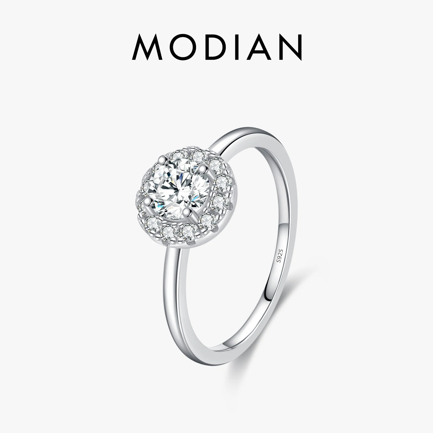 MODIAN 0.5CT D Color VVS1 Round Moissanite Ring 925 Sterling Silver Rings Exquisite Wedding Jewelry For Women Anniversary Gift 1