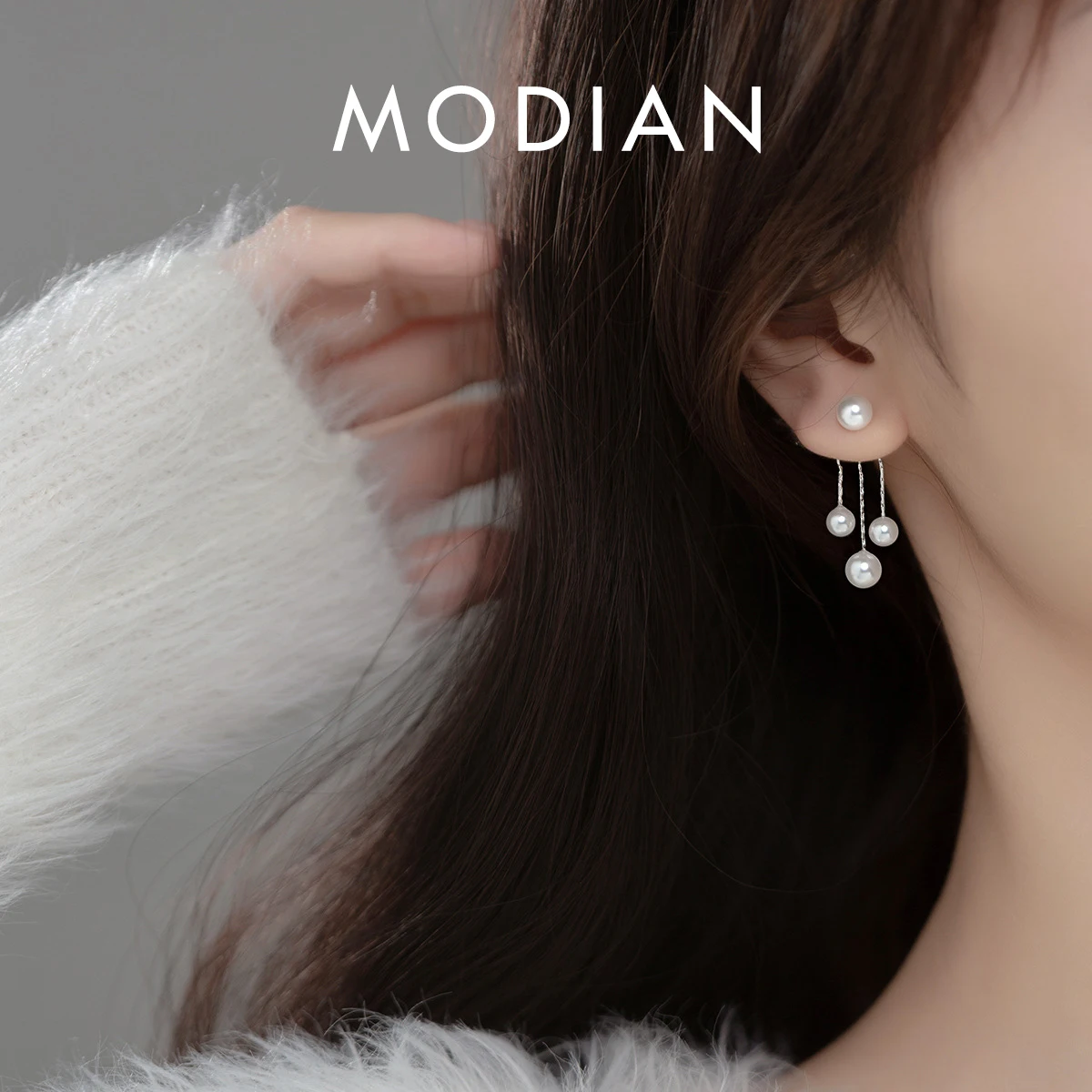 MODIAN Real 925 Sterling Silver Charm Pearl Drop Earrings Fashion Gold Color Swing Dangle Eari For Women Fine Female Jewelry 1