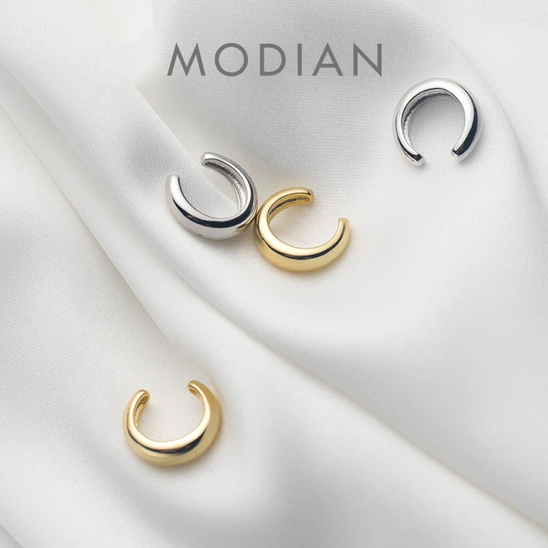 Modian Fashion Minimalist Letter Thick C Shpae 925 Sterling Silver Clips Earring for Women Fine Jewelry Brincos No Pierced Ears 1
