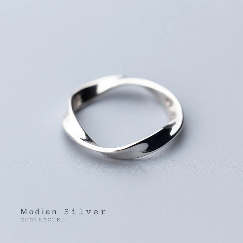 Modian Minimalist Spin Wave Rings for Women Fashion 925 Sterling Silver Simple Geometric Ring Fine Jewelry 2020 New Design 1