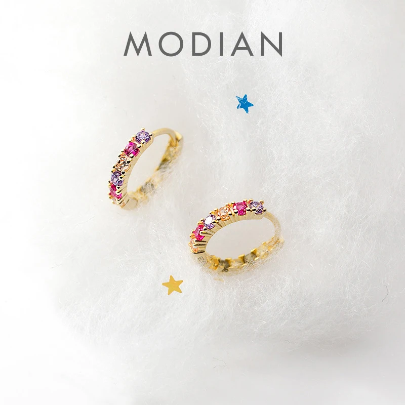 Modian Hot Sale 925 Sterling Silver Gold Color Geometric Hoop Earring for Women Luxury Wedding Engagement Statement Jewelry 1