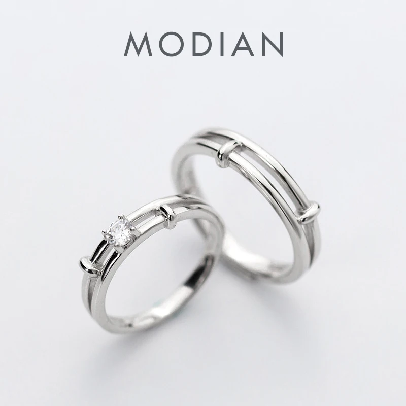 Modian Classic Fashion Adjustable 100% 925 Sterling Silver Couple Rings For Women Wedding Engagement Luxury Romantic Jewelry 1