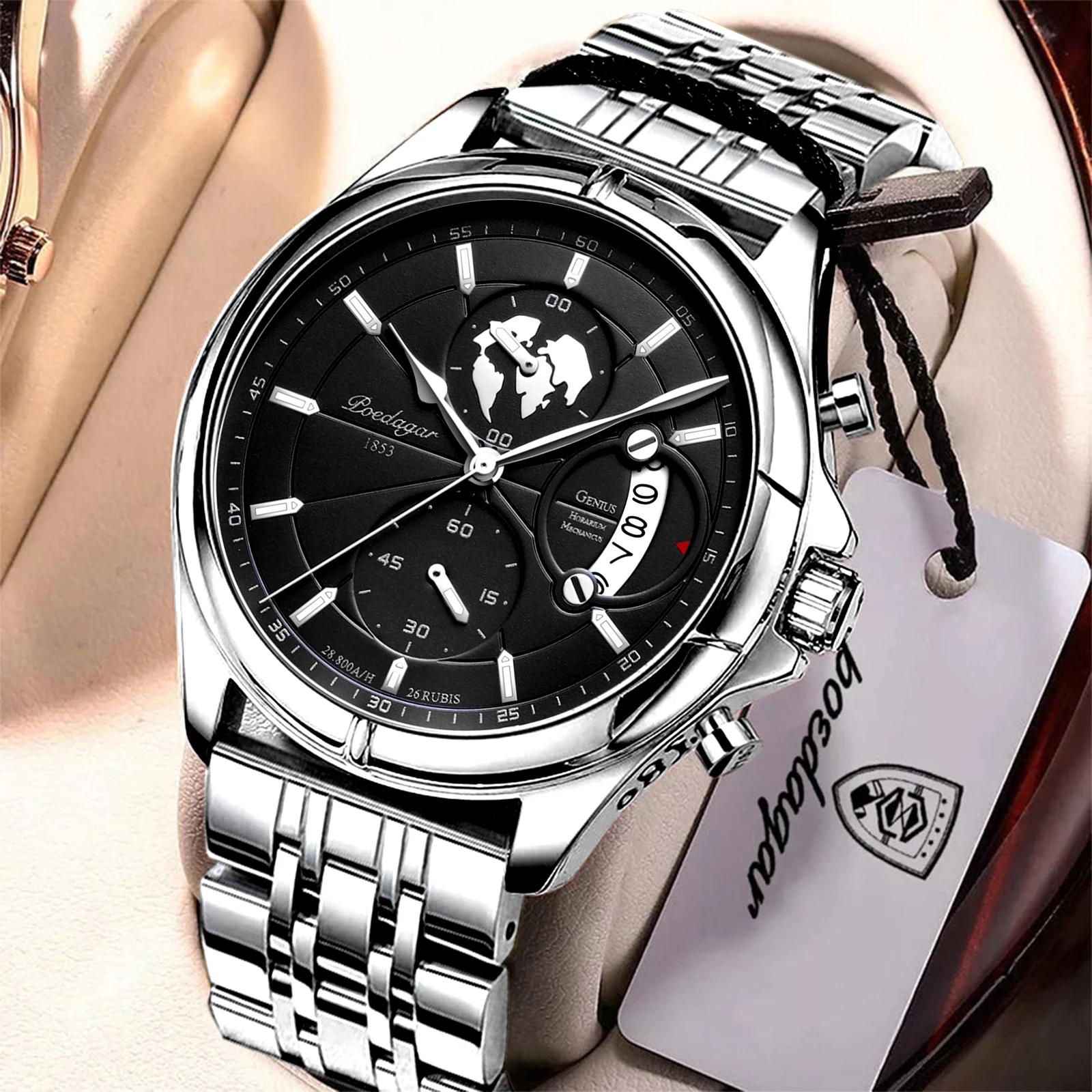 POEDAGAR Luxury Watches Sport Top Brand Military Calendar Waterproof Stainless Steel Multifunctional Men Watch for Man Clock+Box 1