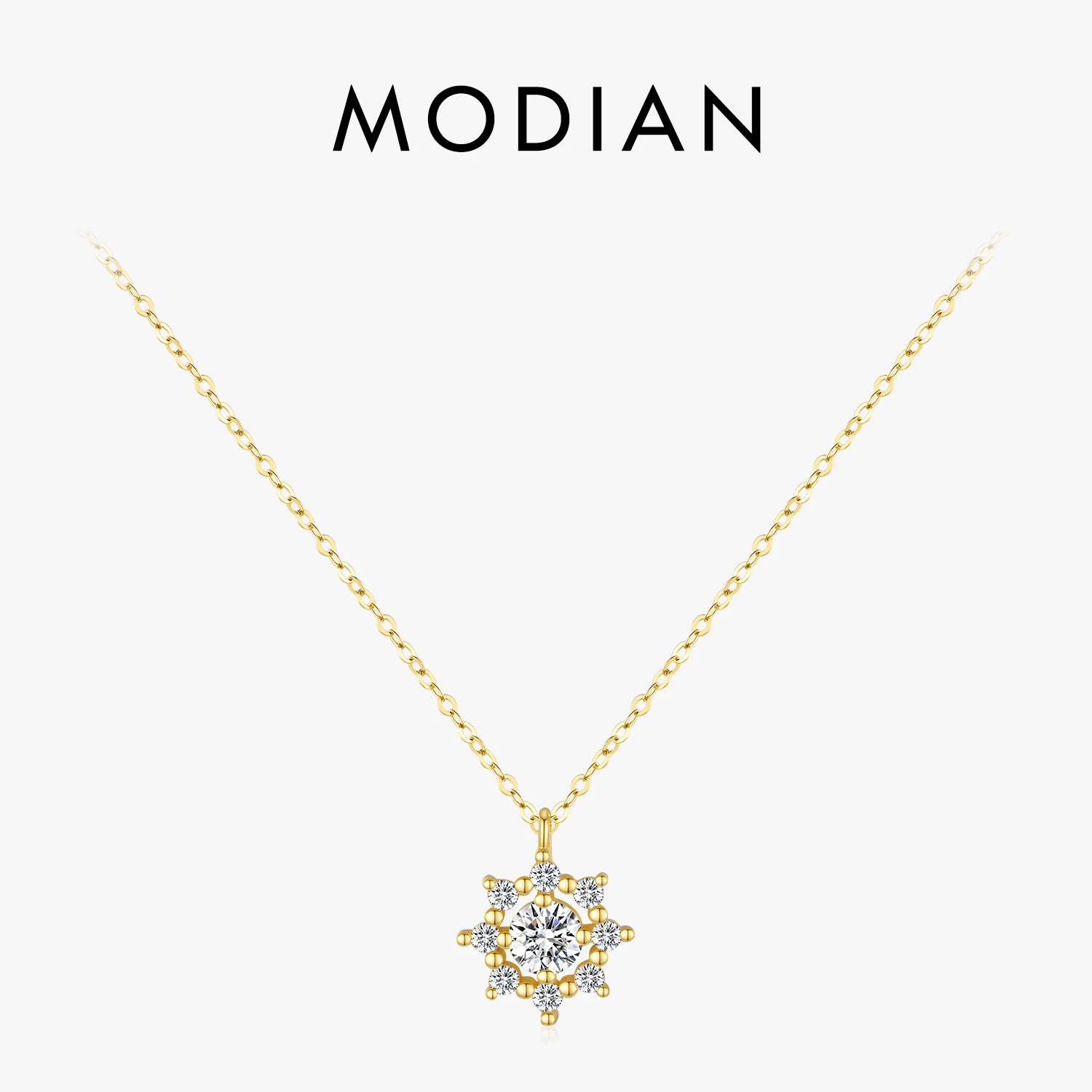 MODIAN 0.5 Carat Moissanite Necklace D color VVS1 Lab Diamond Snowflake Necklace For Women 925 Sterling Silver Jewelry 1