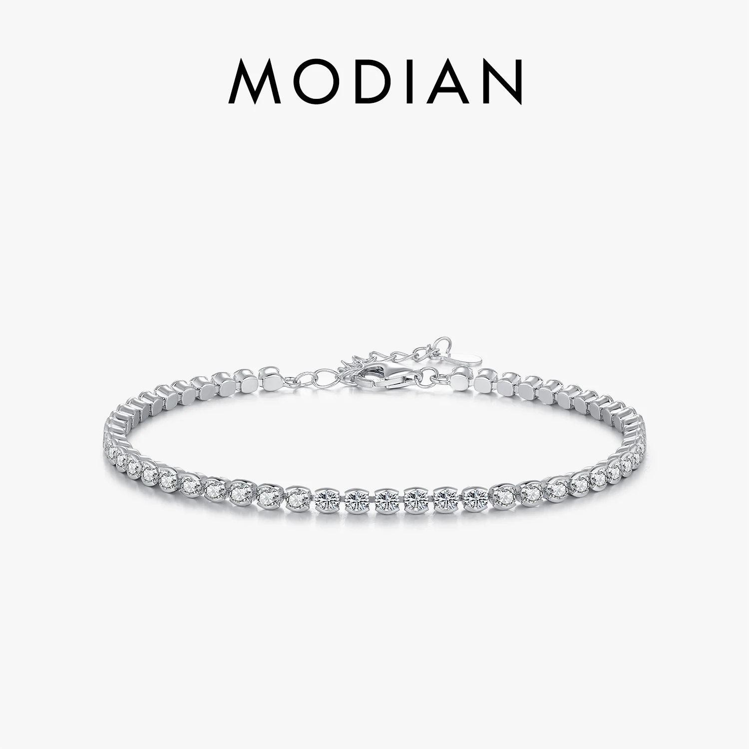 MODIAN 925 Sterling Silver Sparkling CZ Tennis Bracelet Round Zirconia Platinum Plated Bracelet For Women Fine Jewelry Gift 1