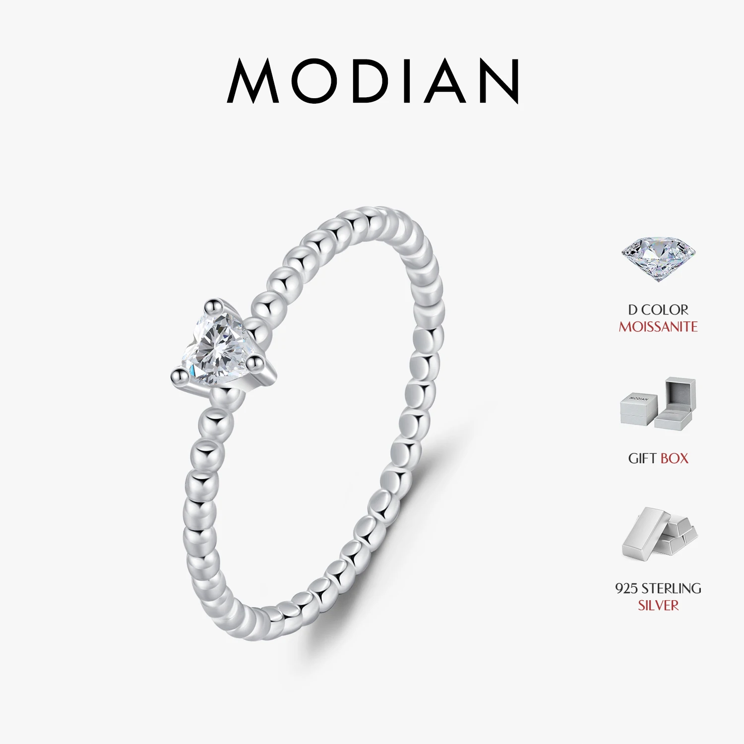 MODIAN D Color Heart Moissanite Engagement Rings For Women 925 Sterling Silver Lab Diamond Wedding Statement Jewelry 1