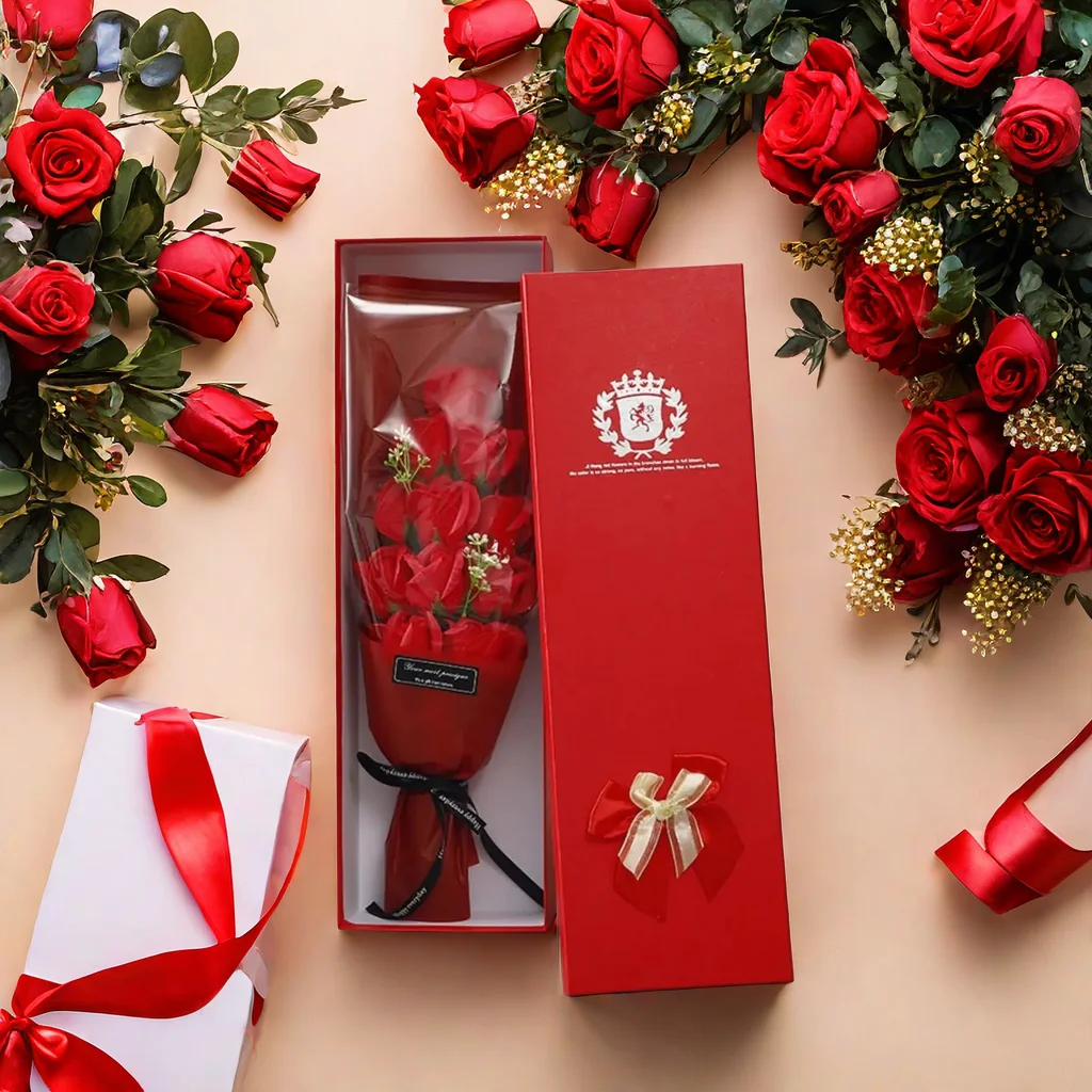 Rose Flowers Set Room Home Decoration Gift Box for Women Table Accessories New Year's Decors 1