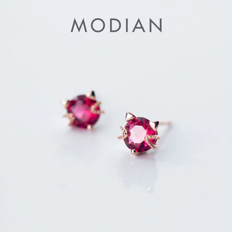 Modian High Quality 100% 925 Sterling Silver Cute Rose Gold Color Cat Stud Earrings for Women Sterling Silver Jewelry Gift 1