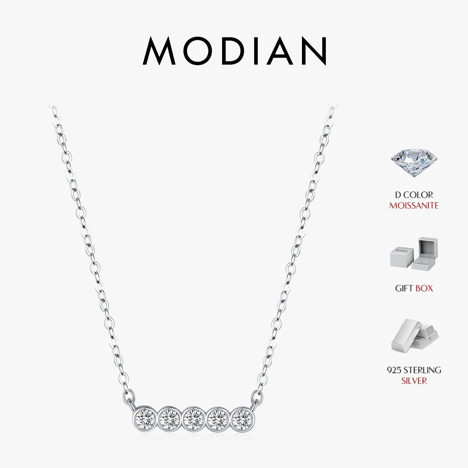 MODIAN D Color Moissanite 925 Sterling Silver Stackable Pendant Necklaces Lab Diamond Link Chain Jewelry For Women Luxury Gift 1