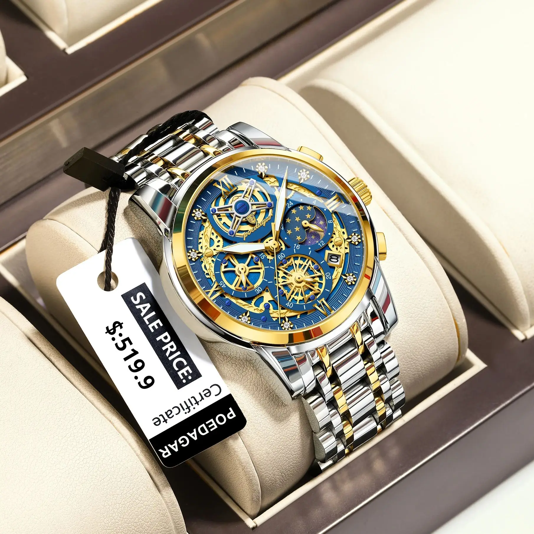 POEDAGAR Luxury High Quality Man Watch Waterproof Luminous Chronograph Date Men Watch Stainless Steel Quartz Men's Watches Reloj 2