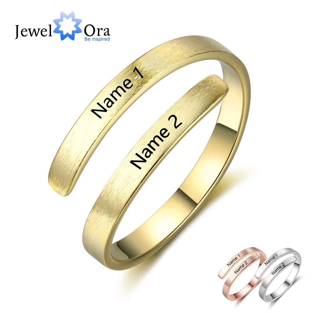Personalized Ring Customize Engraved Names 3 Colors Available Adjustable Rings for Women Anniversary Jewelry (JewelOra RI103498) 1