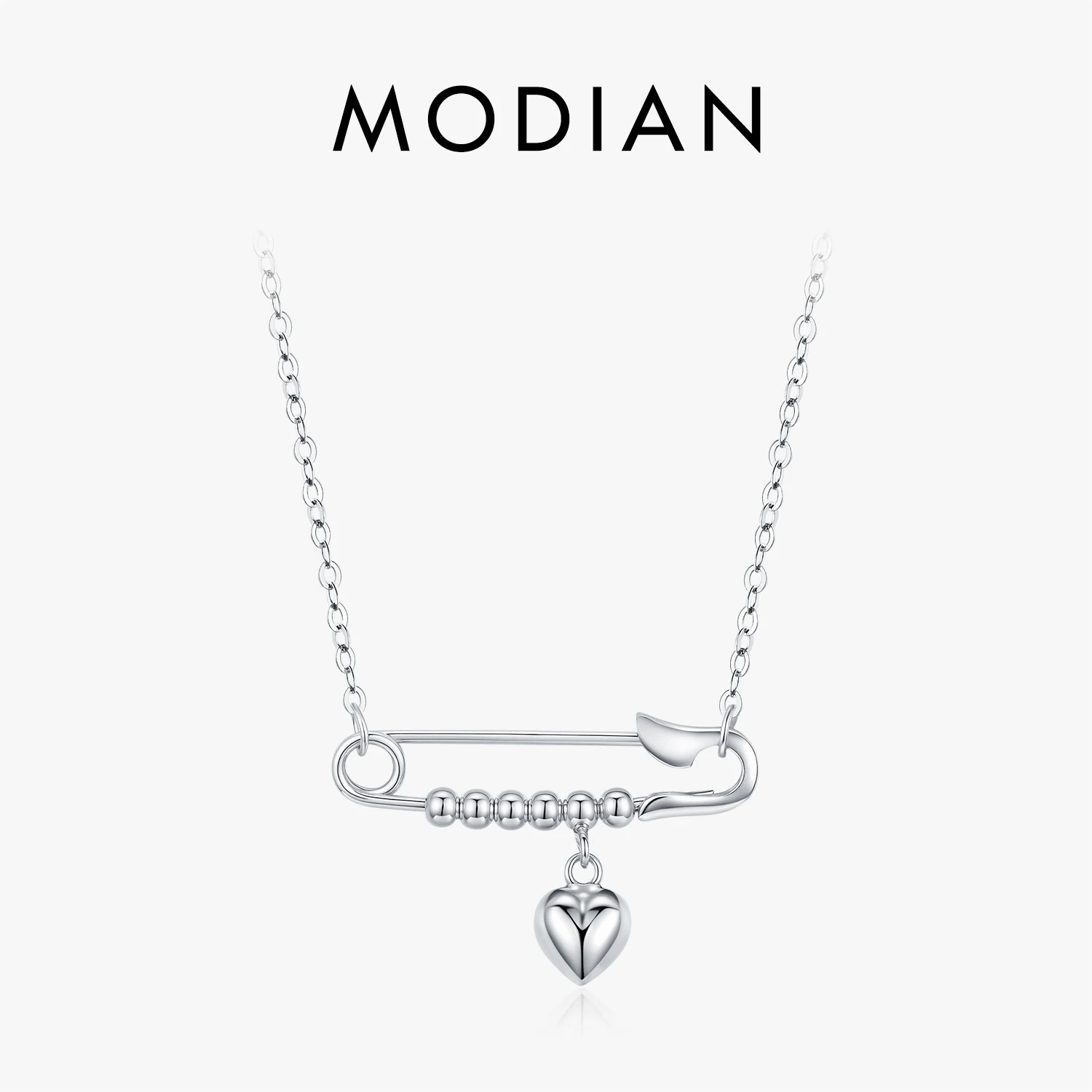 MODIAN 925 Sterling Silver Trendy Mirror Heart Swings Necklace High-end Paper Clip Pendant Necklaces For Women Fine Jewelry 1