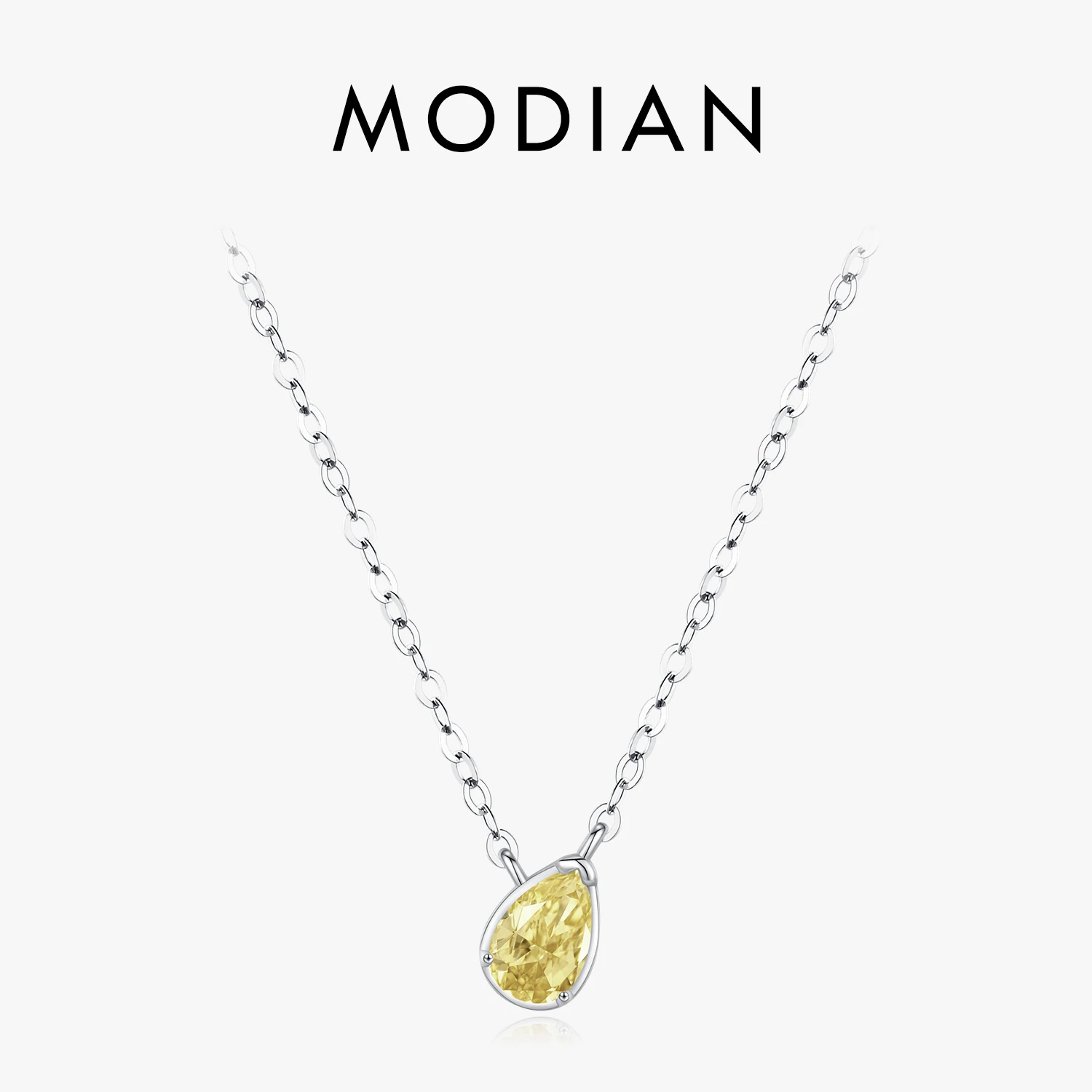 MODIAN 925 Sterling Silver Water Drop Zirconia Necklace Gold Plated Personalized Necklace For Women Wedding Fine Jewelry 1