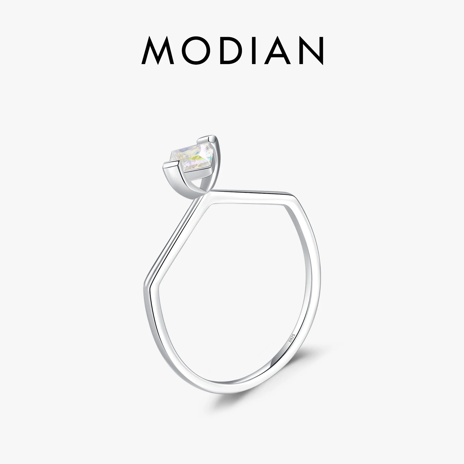 MODIAN 925 Sterling Silver Colorful Square Zirconia Geometric Ring Original Design Wedding Statement Fine Jewelry For Women 1