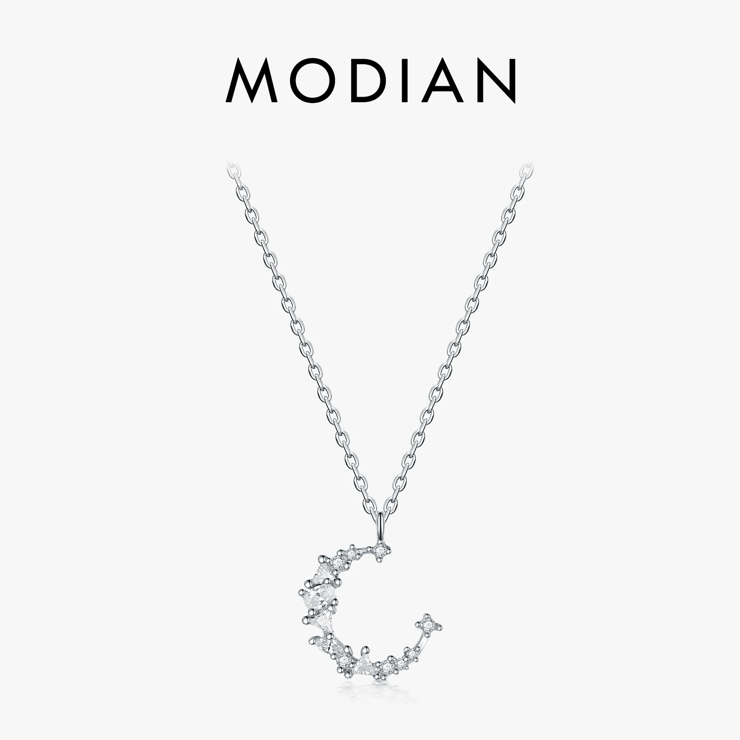 925 sterling silver Irregul Moon necklaces pendant fashion sterling silver jewelry Cubic Zirconia Necklace Charm Chain for Women 1