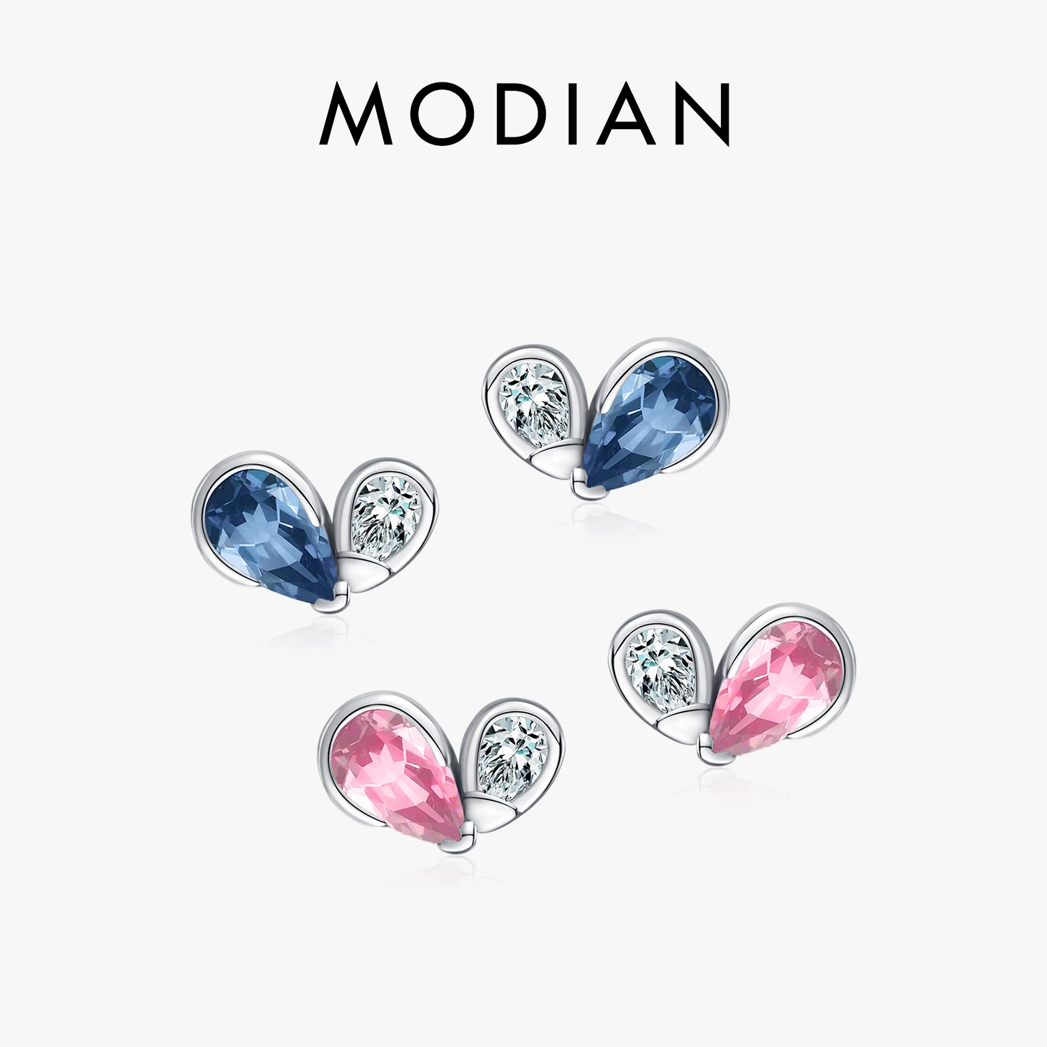 MODIAN 925 Sterling Silver Romantic Tiny Hearts Stud Earrings Delicate Colorful CZ Earrings for Women Party Fine Jewelry 1