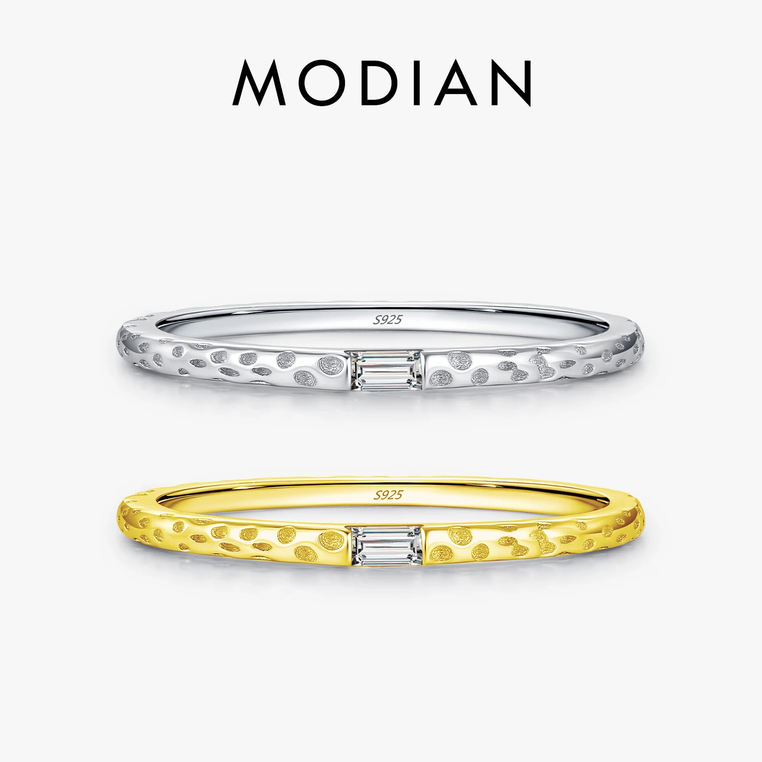 MODIAN 925 Sterling Silver Concave And Convex Metal Texture Rings For Women Fashion Pattern Thumb Rings Gold Color Fine Jewelry 1
