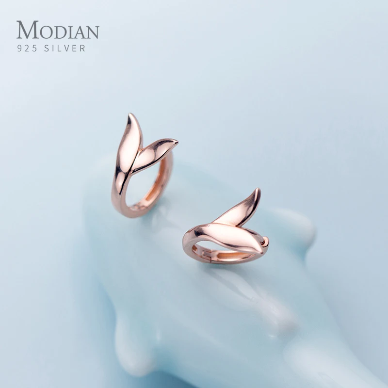 Modian Hot Sale Elegant Fox Tail Hoop Earrings For Women Real 925 Sterling Silver Mermaid Jewelry Fashion Female Charm Earring 1