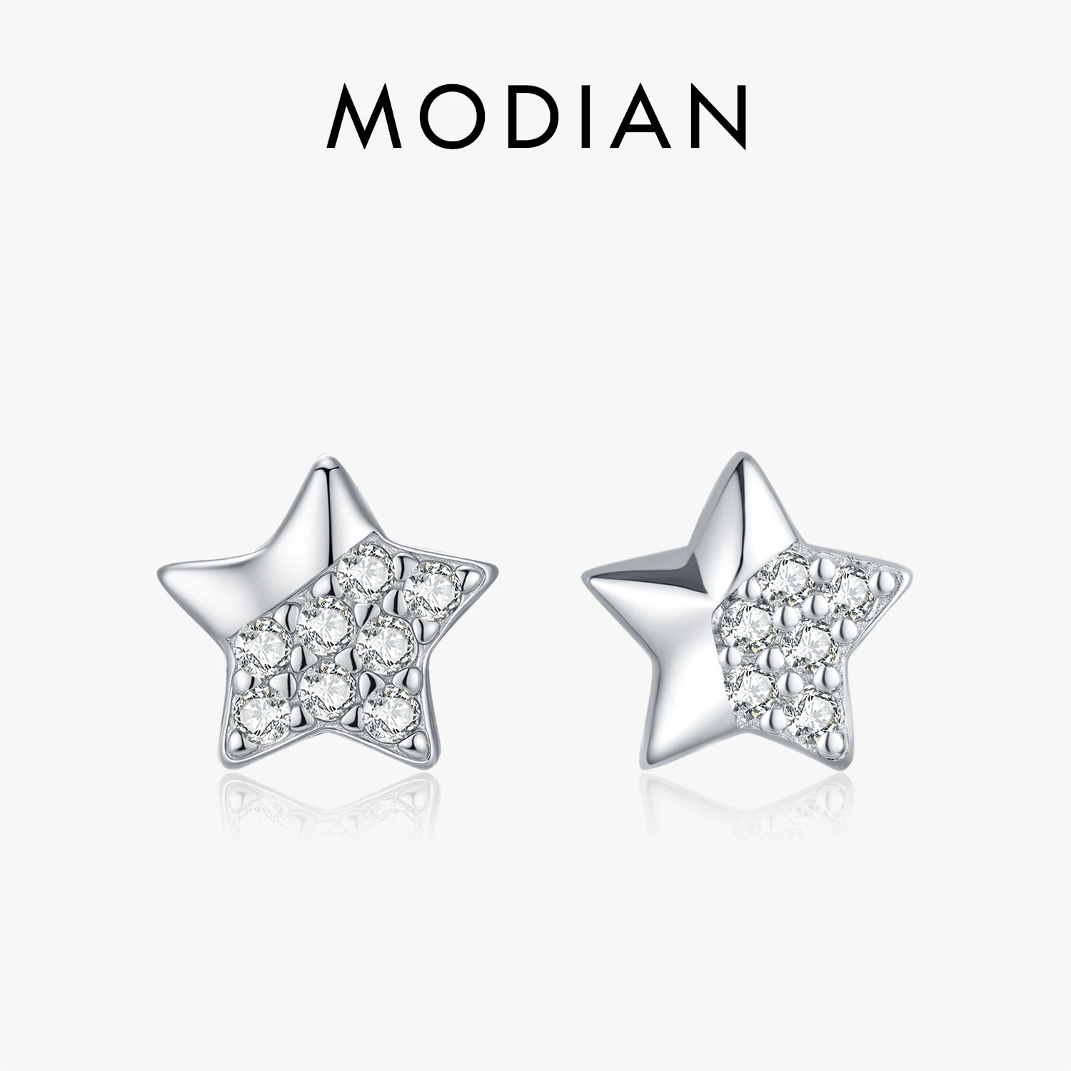 MODIAN 925 Sterling Silver Irregular Mirror Fashion Stars Small Stud Earrings Shiny Daily Wear Fine Jewelry For Women 1