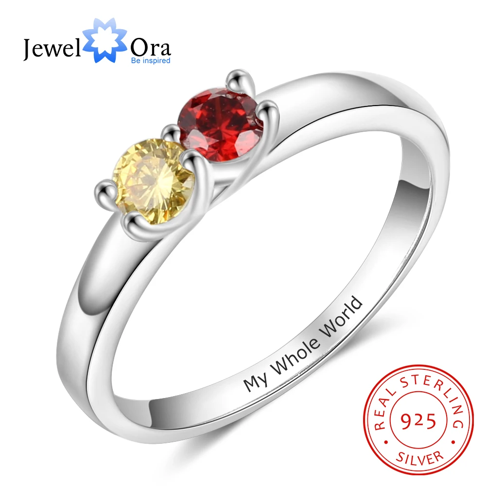 925 Sterling Silver Custom Name Rings for Women Personalized Engraving Mothers Ring with Birthstone Silver 925 Fine Jewelry Gift 1