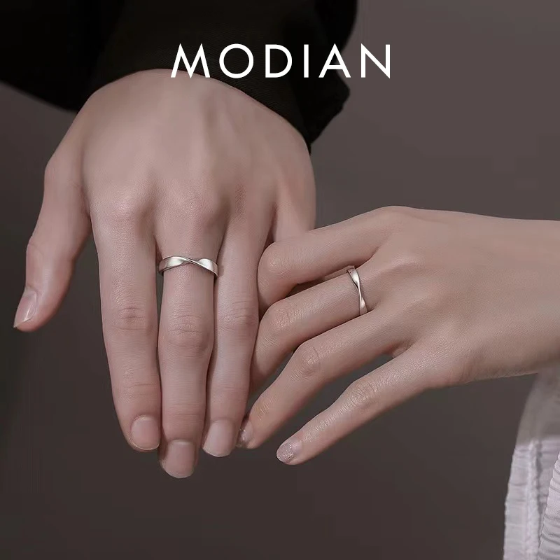 Modian Valentine's Gift Classic 925 Sterling Silver Irregular Knot Ring for Men Women Frosted Lovers Free Size Ring Fine Jewelry 1