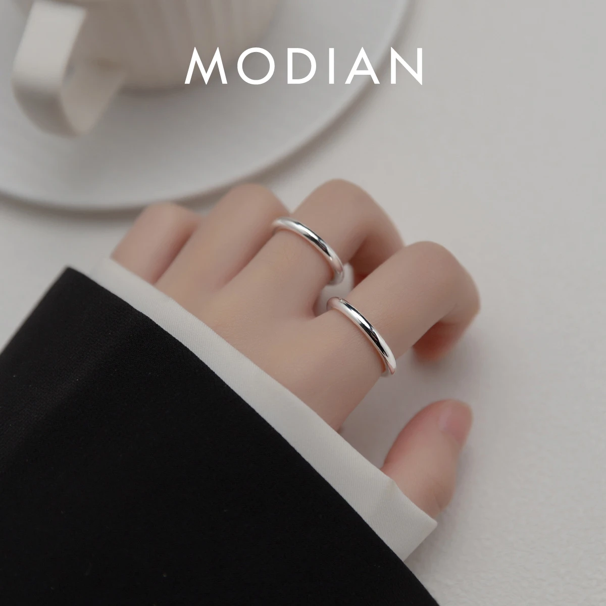 MODIAN Minimalism Simple Real 925 Sterling Silver Circle Exquisite Finger Rings For Women Stackable Fine Wedding Jewelry Gifts 1