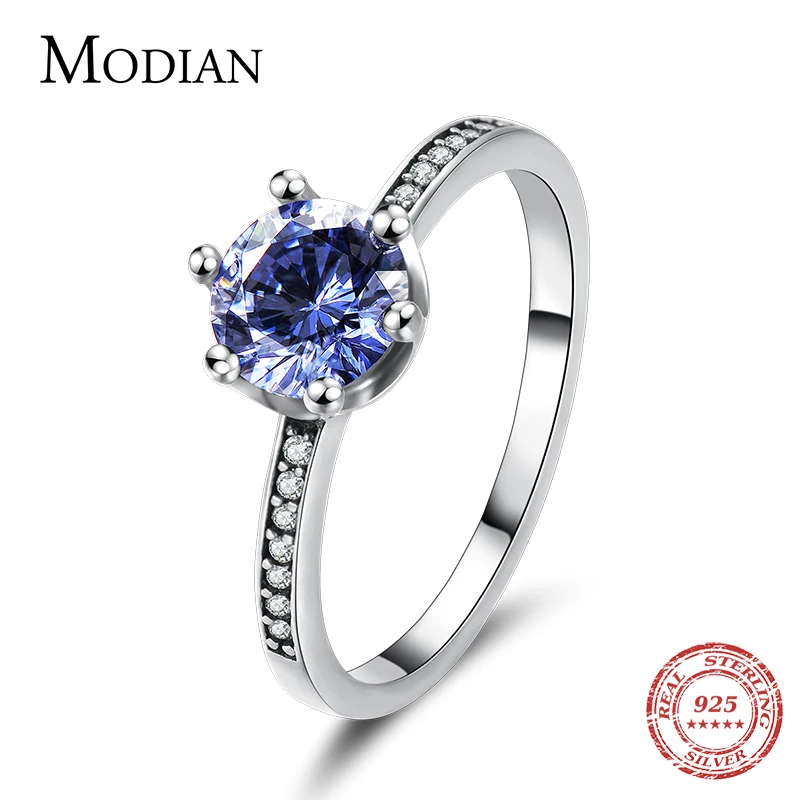 Modian 2021 New Real 925 Sterling Silver Zircon Fashion Crown Crystal Finger Ring For Women Paved Engagement Wedding Jewelry 1