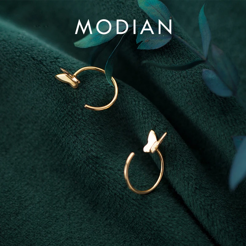 Modian Fashion 925 Sterling Silver Cute Dancing Butterfly Ear Hook for Women Charm Animal Stud Earring Fine Jewelry 2020 Design 1