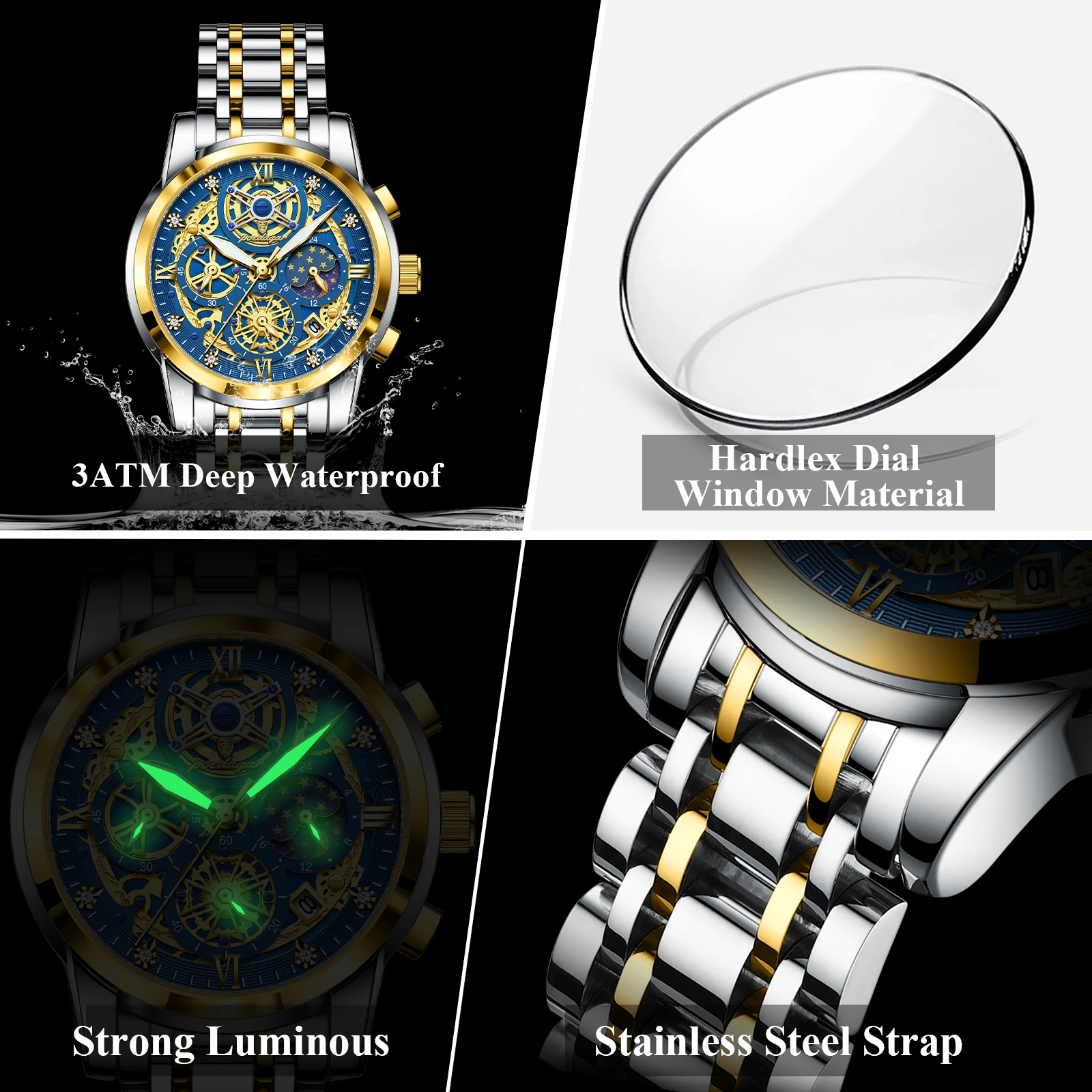 POEDAGAR Luxury High Quality Man Watch Waterproof Luminous Chronograph Date Men Watch Stainless Steel Quartz Men's Watches Reloj 4
