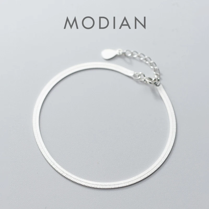 Modian Classic 925 Sterling Silver Charm Braceket or Anklet for Women Adjustable Snake Bone Chain Fine Jewelry 2020 Design 1