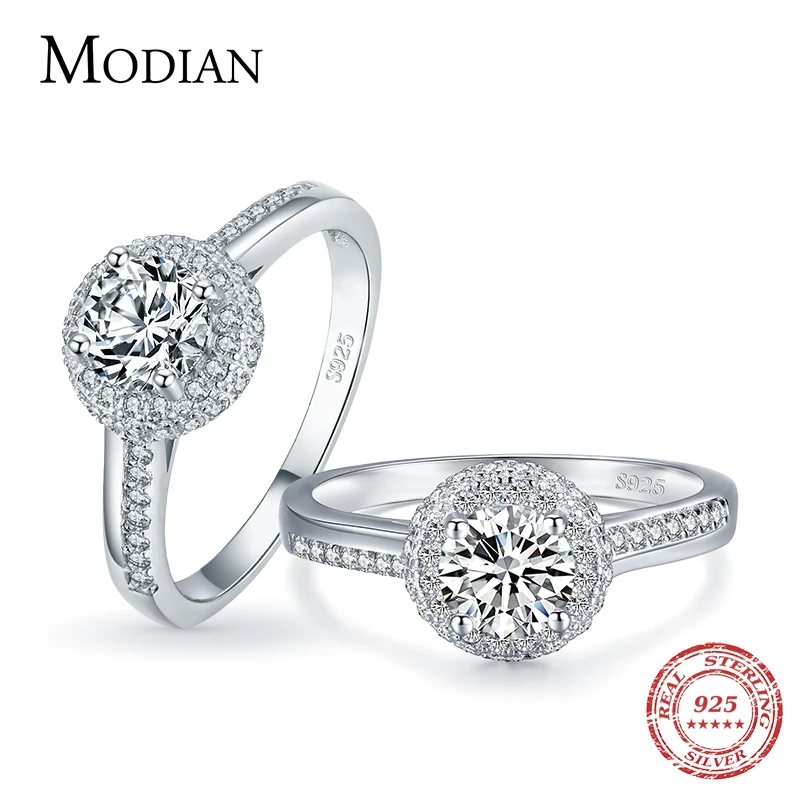 Modian Classic Wedding Ring 100% 925 Sterling Silver Clear Cubic Zirconia Rings For Women Engagement Statement Fine Jewelry 1