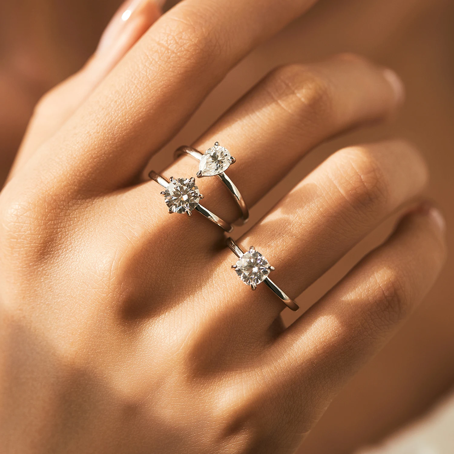 MODIAN Pear Round Square Moissanite Ring 925 Sterling Silver Wedding D Color Lab Created Diamond Rings For Women Fine Jewelry 2