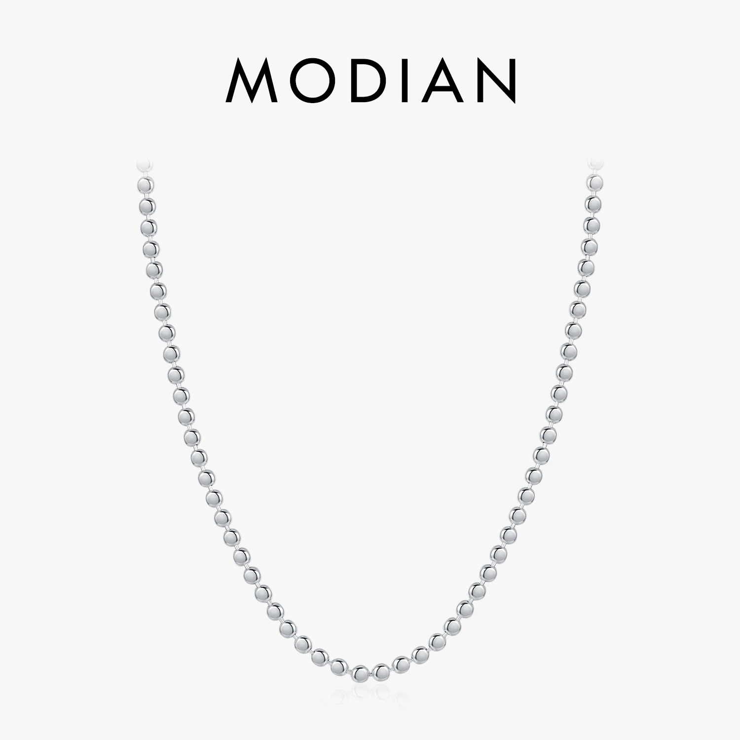 MODIAN Solid 925 Sterling Silver Dainty Small Beads Trendy Choker Necklace White Gold Plated Necklaces Jewelry Gifts For Women 1
