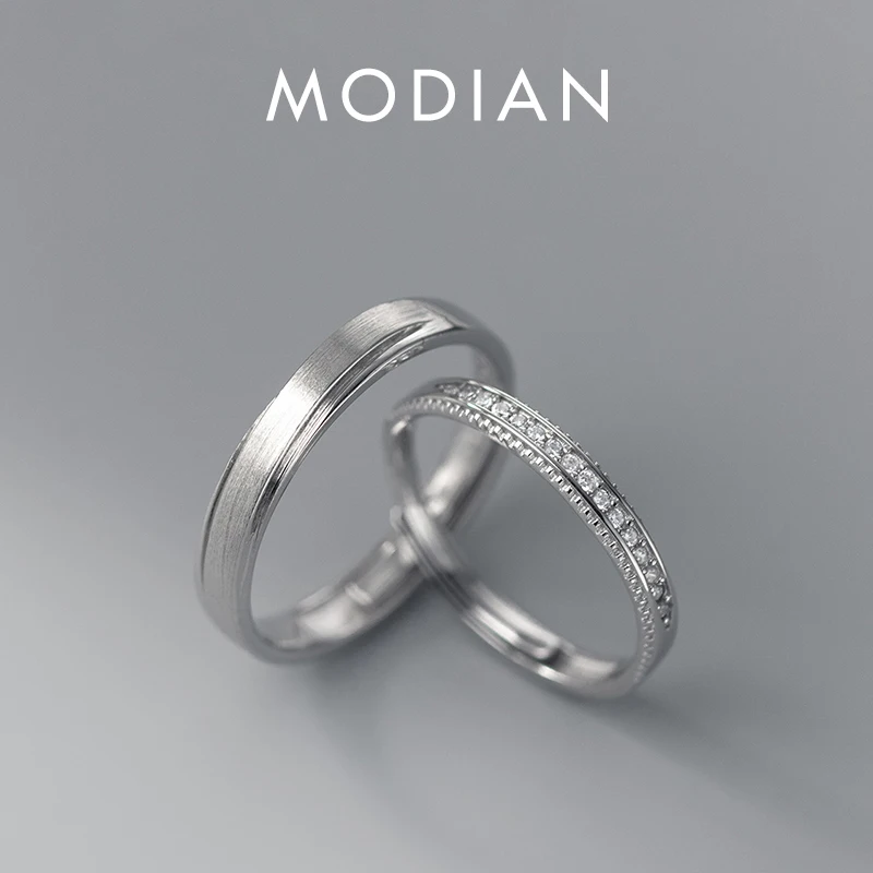 Modian 925 Sterling Silver Cassic Frosted Trendy Lovers Couple Ring For Women Statement Wedding Engagement Fine Jewelry Gifts 1