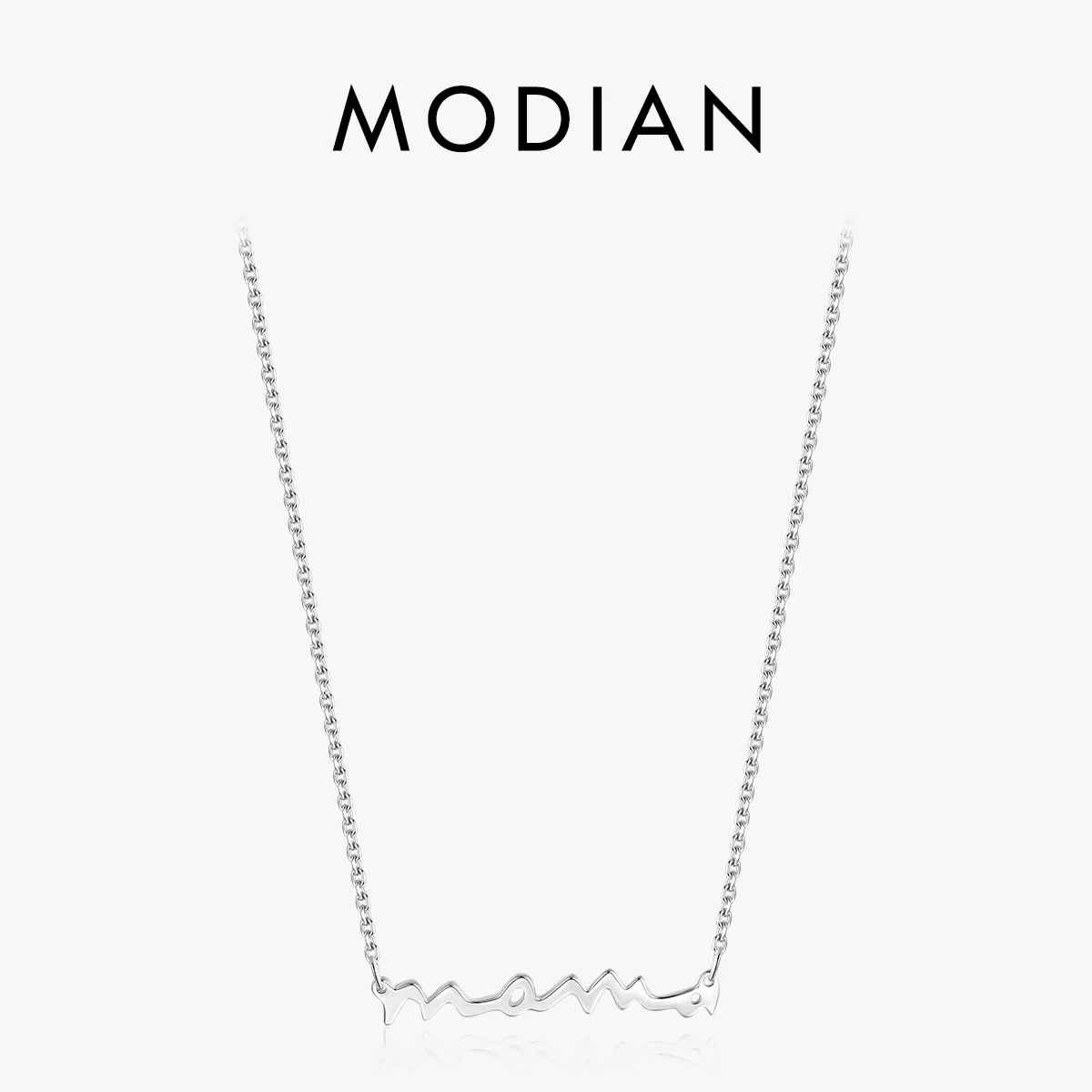 MODIAN Classic Design 925 Sterling Silver Letter Mama Pendant Necklace For Women Mom Mama Mother's Day birthday Christmas Gift 1