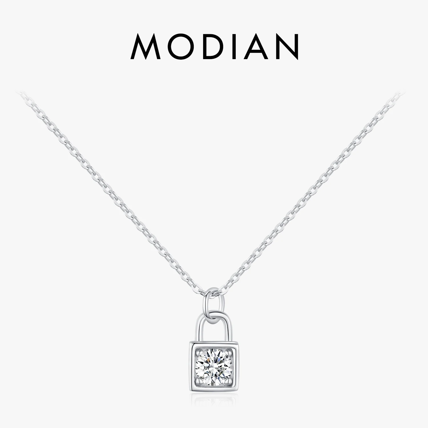 MODIAN 0.5 Carat D Color Moissanite Lock Pendant Necklace For Women 925 Sterling Silver Party Stackable Fine Jewelry With Boxes 1