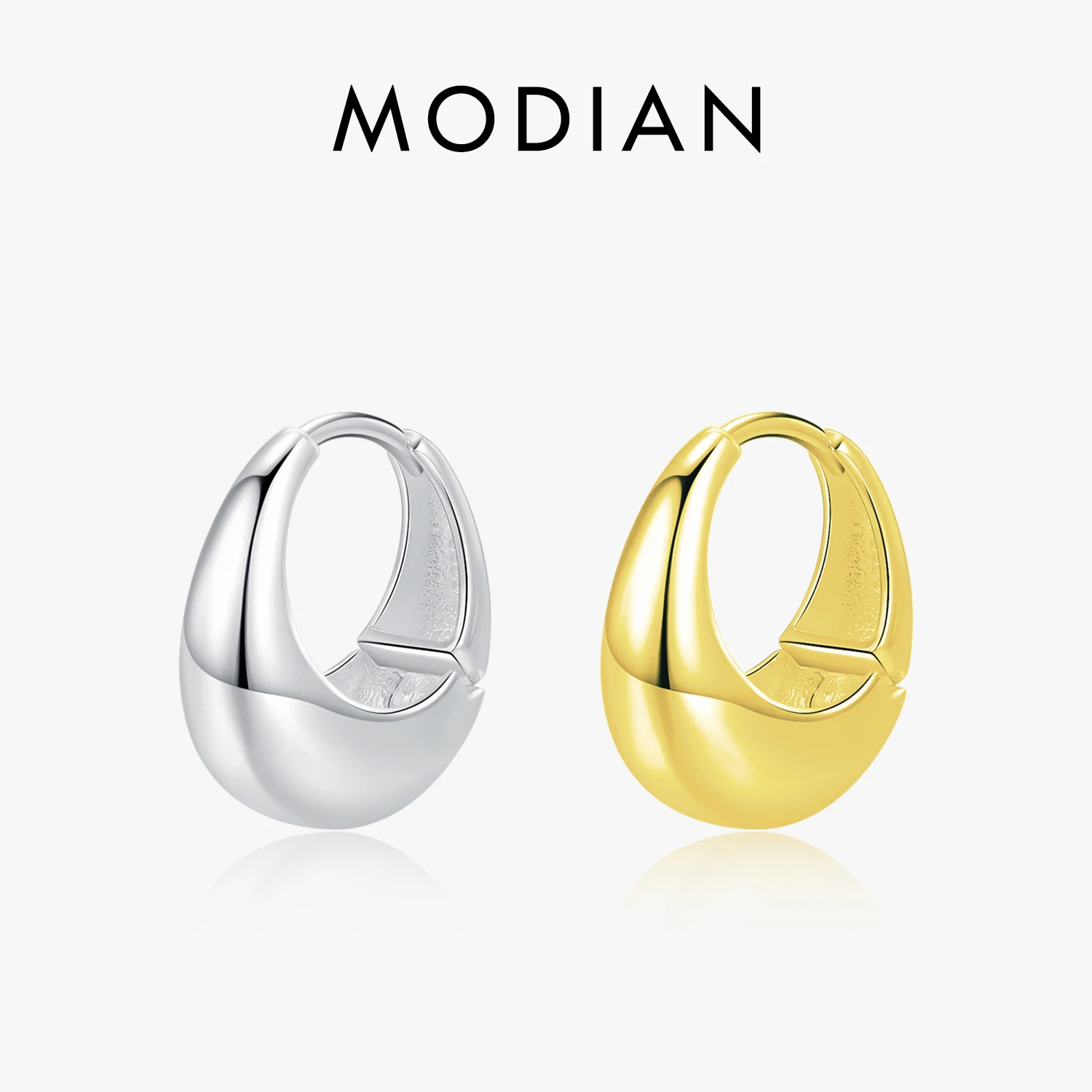MODIAN 1PCS 925 Sterling Silver Geometric Smooth Sparkling Luxury Hoop Earrings Party Holiday Ear Buckles For Women Fine Jewelry 1