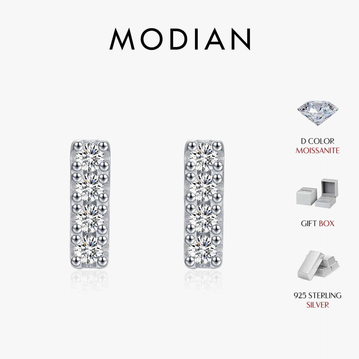 MODIAN D Color Moissanite Minimalism Stud Earrings 925 Sterling Silver Stackable Fashion Earrings For Women Vacation Jewelry 1