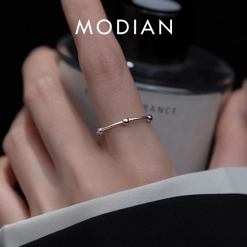 Modian Adjustable Free Size Rings for Women Fashion 925 Sterling Silver Minimalist Round Light Bead Ring Fine Jewelry Bijoux 1