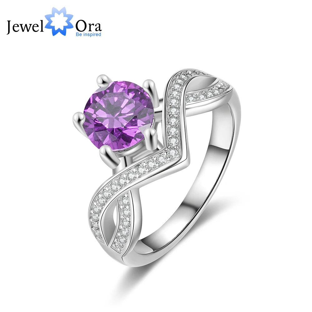 Personalized Birthstone Promise Rings for Lover Custom Round Cubic Zirconia Rings for Women Anniversary Wedding Jewelry 1