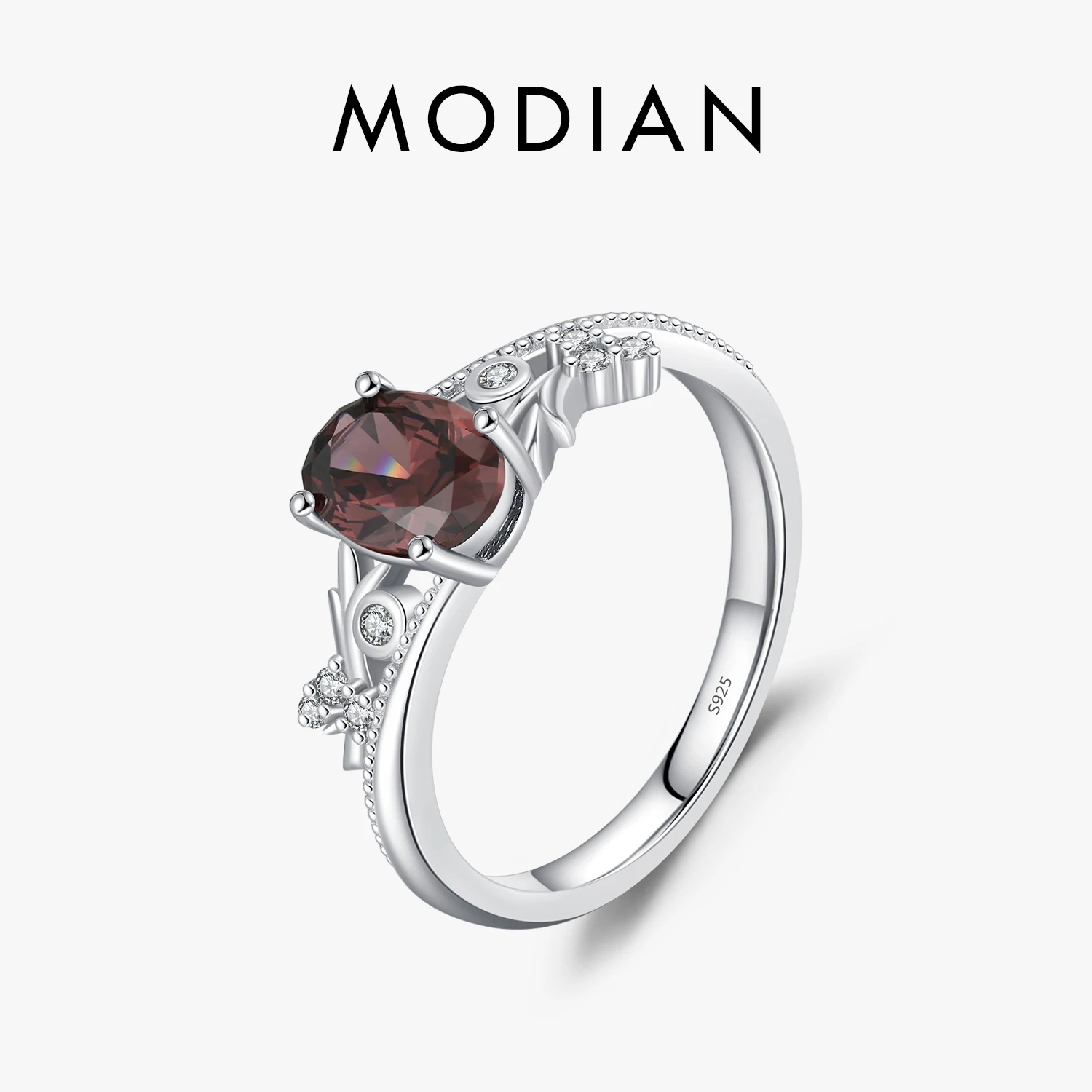 MODIAN 925 Sterling Silver Geometric Delicate Leaf Rings Classic Cocktail Party Fine Jewelry For Women Mother Mom Wife Girls 1