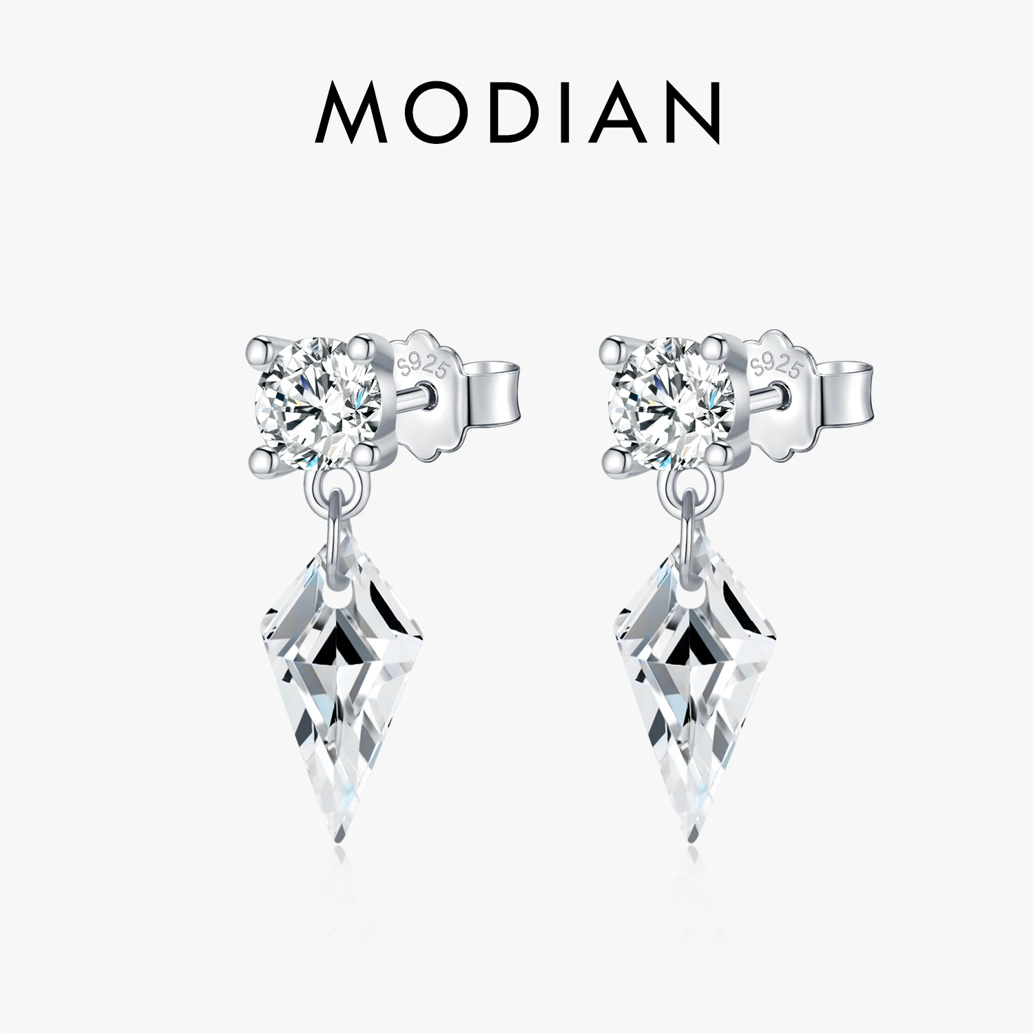 MODIAN 925 Sterling Silver Luxury Sparkling Kite Zirconia Swings Stud Earrings For Women Fine Jewelry Accessories 1