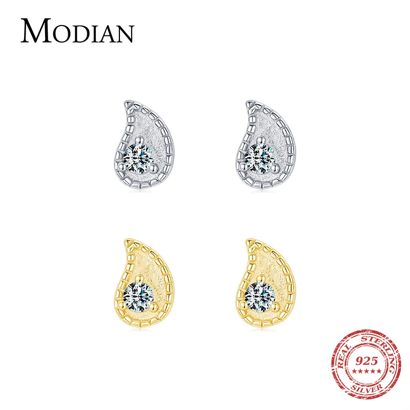 Modian Tiny Tears Ear Sutds 925 Sterling Silver Cute Geometry Clear Zirconia Stud Earrings for Women Engagement Jewelry Gift 1