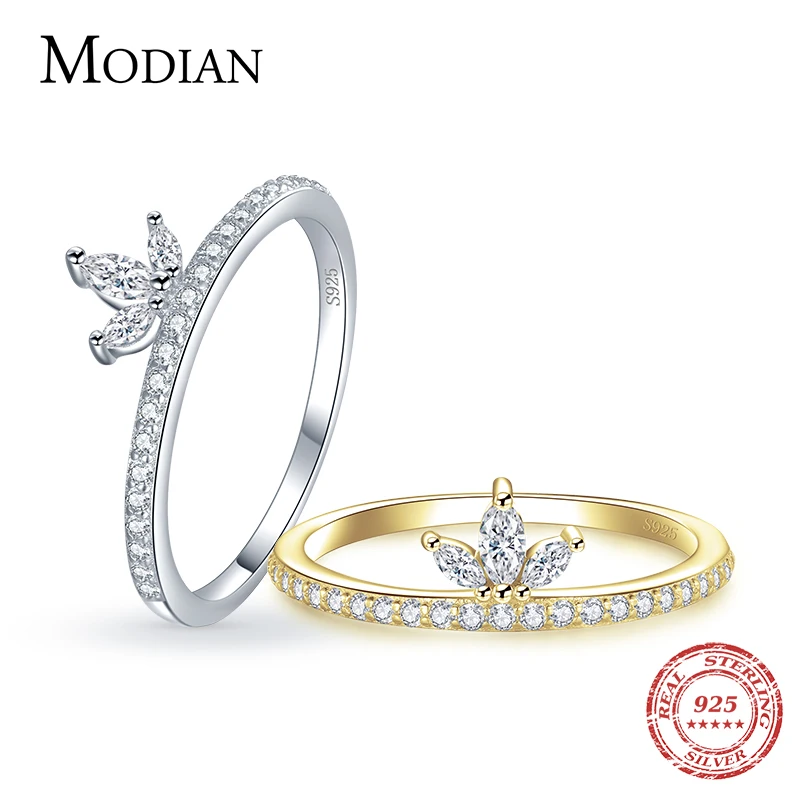 Modian Authentic 925 Sterling Silver Fashion Crown Full AAAA Zircon Finger Ring For Women Wedding Engagement Fine Silver Jewelry 1
