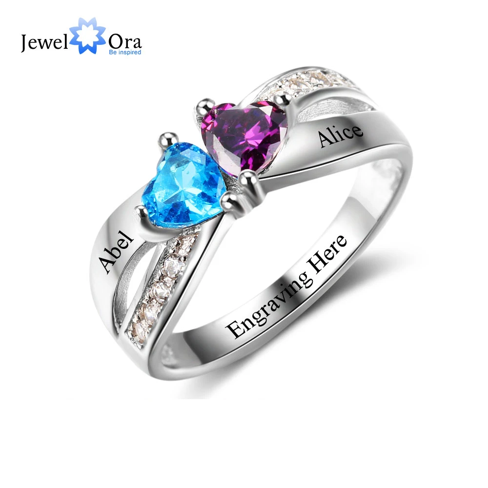 Promise Rings Personalized Jewelry Engrave Name Custom Birthstone Ring 925 Sterling Silver Rings For Women(JewelOra RI102504) 1