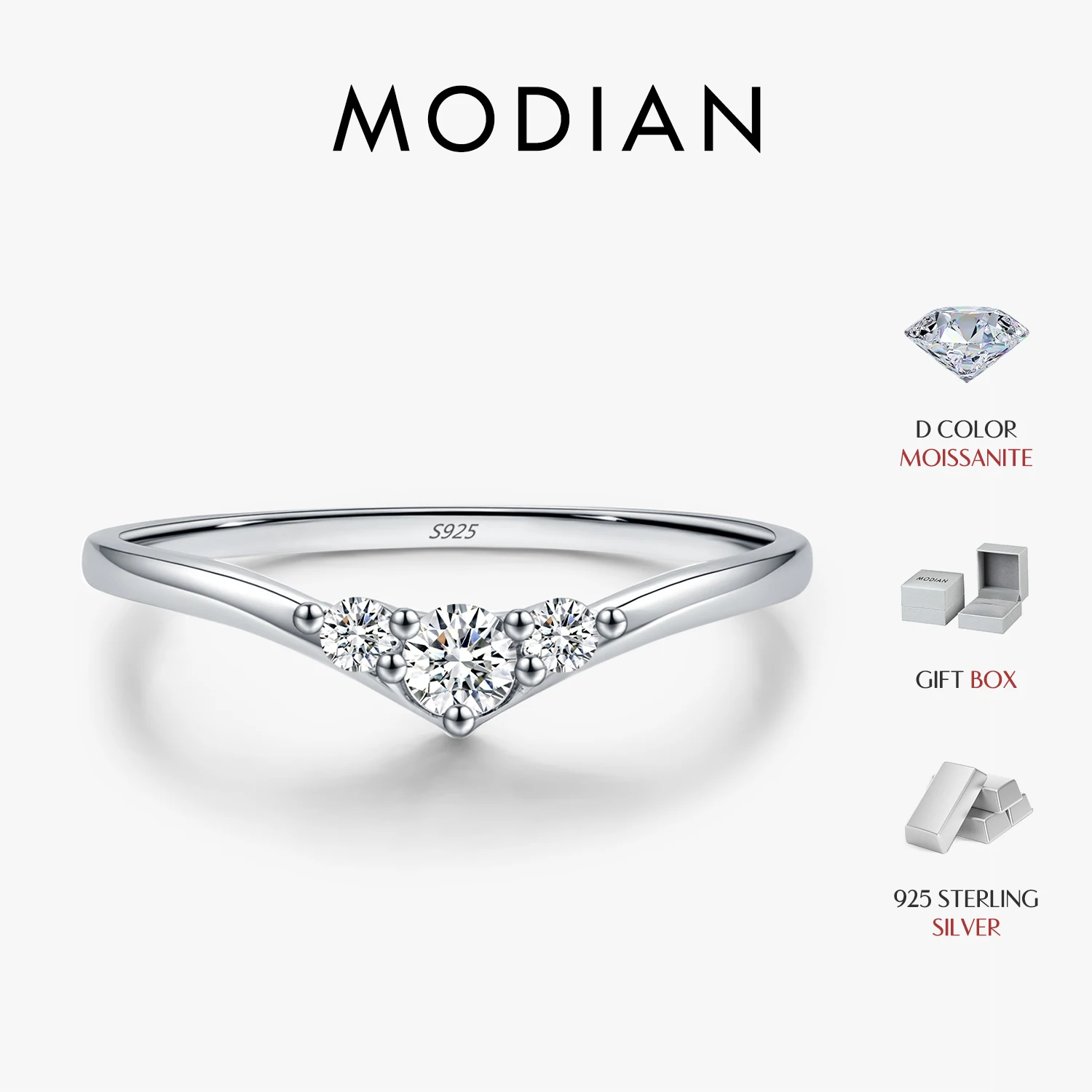 MODIAN Simple Eternity Moissanite Ring 925 Sterling Silver Sparkling Simple Thin Wedding Band Rings For Women Fine Jewelry Gift 1