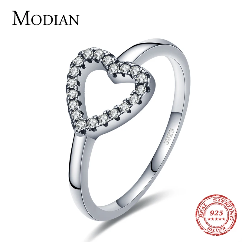 Modian Real 925 Sterling Silver Classic Vintage Heart Finger Rings Simple Collocation Fine Jewelry For Women Exquisite Gift 1