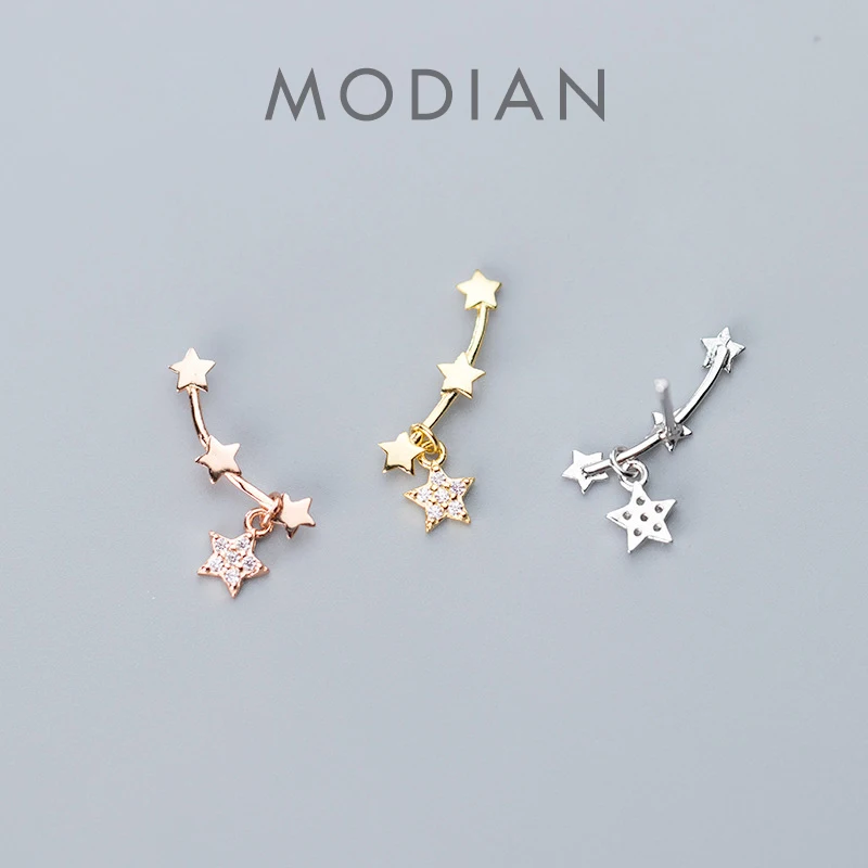 Modian Stackable Twinkle Star Sterling Silver 925 Stud Earrings for Women Fashion 3 Color Simple Ear Pin Fine Jewelry 2020 New 1