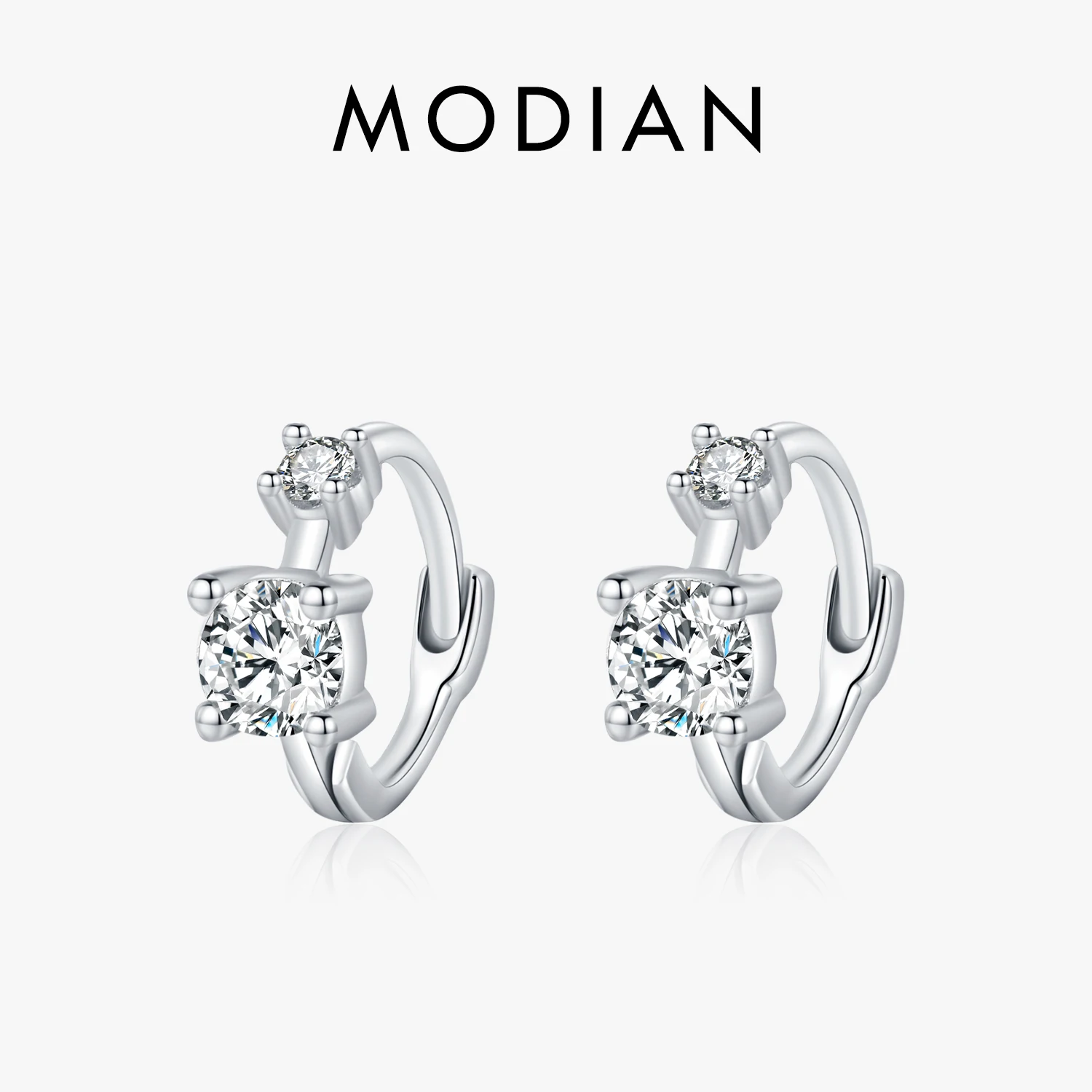 MODIAN 925 Sterling Silver Classic Stackable Tiny Round CZ Hoop Earrings For Women Dazzling Wedding Engagement Fine Jewelry 1