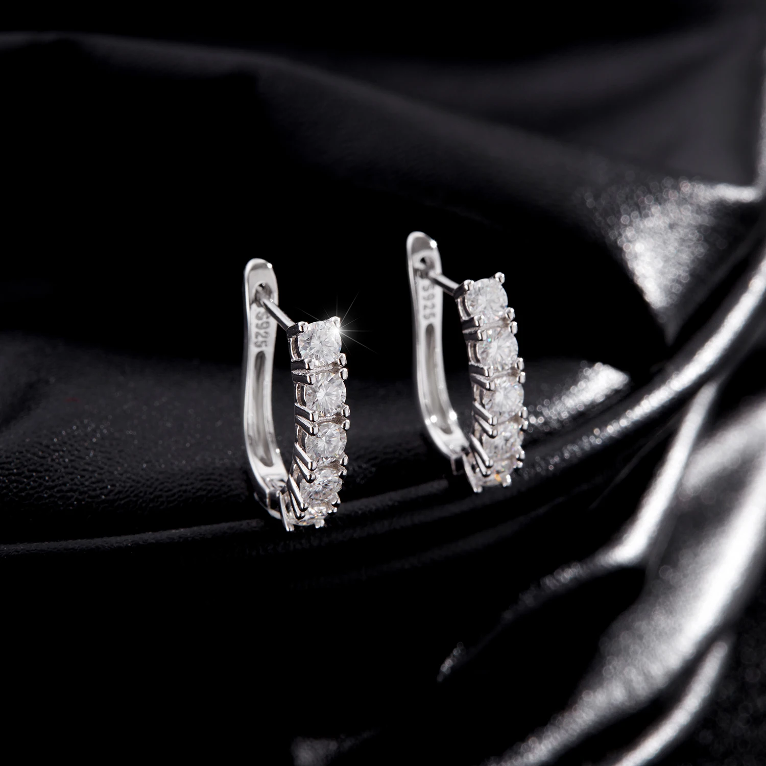 MODIAN D Color U Shape Moissanite Earrings 925 Sterling Silver Elegant Exquisite Hoop Earrings For Women Wedding Jewelry 4